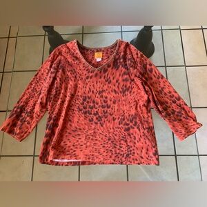 Ruby Rd. Animal Print Long Sleeve Top